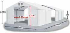 Skladový stan 5x14x2m střecha PVC 620g/m2 boky PVC 620g/m2 konstrukce ZIMA