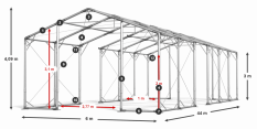 Skladový stan celoroční 6x44x3m nehořlavá plachta PVC 600g/m2 konstrukce POLÁRNÍ