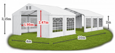 Párty stan 4x20x2m střecha PVC 560g/m2 boky PVC 500g/m2 konstrukce ZIMA
