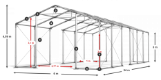 Skladový stan celoroční 6x54x3m nehořlavá plachta PVC 600g/m2 konstrukce ZIMA PLUS