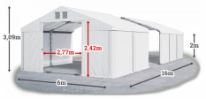 Skladový stan 6x16x2m střecha PVC 560g/m2 boky PVC 500g/m2 konstrukce LÉTO PLUS