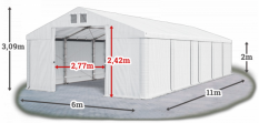 Skladový stan 6x11x2m strecha PVC 580g/m2 boky PVC 500g/m2 konštrukcie ZIMA PLUS
