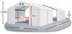Skladový stan 6x18x2m strecha PVC 620g/m2 boky PVC 620g/m2 konštrukcia ZIMA