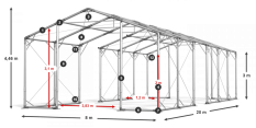 Skladový stan celoročný 8x20x3m nehorľavá plachta PVC 600g/m2 konštrukcia POLÁRNA