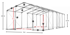 Skladový stan celoroční 8x70x2,5m nehořlavá plachta PVC 600g/m2 konstrukce ZIMA PLUS