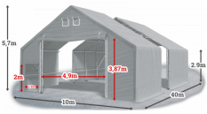 Skladová hala 10x40x3m střecha boky PVC 720 g/m2 konstrukce ARKTICKÁ