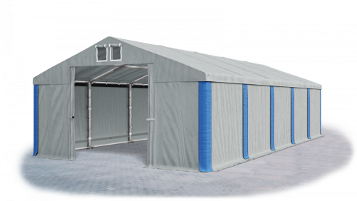 Garážový stan 5x6x2m střecha PVC 560g/m2 boky PVC 500g/m2 konstrukce ZIMA - Barva střešní plachty: Šedá, Barva boční plachty: Šedá, Barva svislých pruhů: Modrá