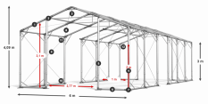 Skladový stan celoroční 6x70x3m nehořlavá plachta PVC 600g/m2 konstrukce POLÁRNÍ