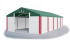 Garážový stan 4x8x2m střecha PVC 560g/m2 boky PVC 500g/m2 konstrukce ZIMA - Barva střešní plachty: Zelená, Barva boční plachty: Bílá, Barva svislých pruhů: Červená