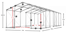 Skladový stan celoročný 6x18x3m nehorľavá plachta PVC 600g/m2 konštrukcia ZIMA PLUS