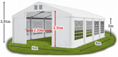 Párty stan 5x8x2m střecha PVC 560g/m2 boky PVC 500g/m2 konstrukce ZIMA
