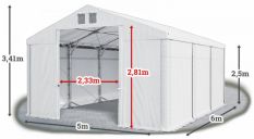 Skladový stan 5x6x2m střecha PVC 560g/m2 boky PVC 500g/m2 HALYSTANY.SK