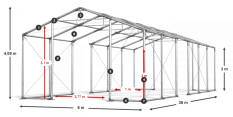 Skladový stan celoroční 6x36x3m nehořlavá plachta PVC 600g/m2 konstrukce ZIMA PLUS