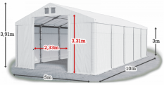 Garážový stan 5x10x3m strecha PVC 560g/m2 boky PVC 500g/m2 konštrukcia ZIMA