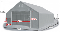 Skladová hala 9x12x3m střecha boky PVC 720 g/m2 konstrukce ARKTICKÁ