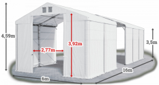 Skladový stan 6x16x3,5m strecha PVC 560g/m2 boky PVC 500g/m2 konštrukcia POLÁRNA