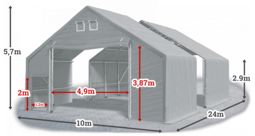 Skladová hala 10x24x3m střecha boky PVC 720 g/m2 konstrukce ARKTICKÁ Skladová hala 10x24x3m střecha boky PVC 720 g/m2 konstrukce ARKTICKÁ