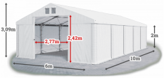 Skladový stan 6x10x2m strecha PVC 560g/m2 boky PVC 500g/m2 konštrukcia POLÁRNA