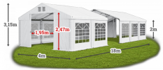 Párty stan 4x18x2m střecha PVC 560g/m2 boky PVC 500g/m2 konstrukce ZIMA