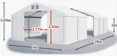 Skladový stan 6x28x2m strecha PVC 620g/m2 boky PVC 620g/m2 konštrukcia ZIMA PLUS