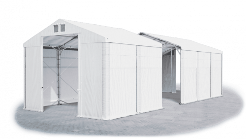 Skladový stan 4x16x3,5m střecha PVC 560g/m2 boky PVC 500g/m2 konstrukce POLÁRNÍ PLUS
