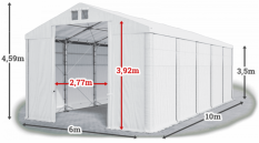 Skladový stan 6x10x3,5m střecha PVC 620g/m2 boky PVC 620g/m2 konstrukce POLÁRNÍ
