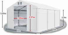 Skladový stan 4x6x2m střecha PVC 560g/m2 boky PVC 500g/m2 HALYSTANY.CZ