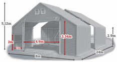 Skladová hala 8x24x3m střecha boky PVC 720 g/m2 konstrukce ARKTICKÁ