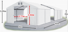 Skladový stan 6x40x2m střecha PVC 620g/m2 boky PVC 620g/m2 konstrukce ZIMA PLUS