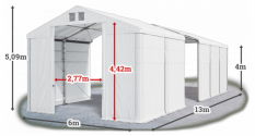 Skladový stan 6x13x4m strecha PVC 580g/m2 boky PVC 500g/m2 konštrukcie ZIMA PLUS