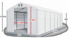 Skladový stan 5x12x4m strecha PVC 560g/m2 boky PVC 500g/m2 konštrukcie ZIMA PLUS