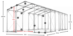 Skladový stan 8x18x3,5m strecha PVC 580g/m2 boky PVC 500g/m2 konštrukcia POLÁRNA