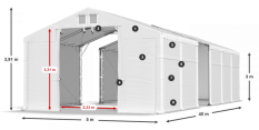 Skladový stan 5x40x3m střecha PVC 580g/m2 boky PVC 500g/m2 konstrukce POLÁRNÍ