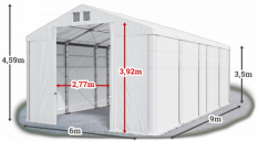 Skladový stan 6x9x3,5m strecha PVC 580g/m2 boky PVC 500g/m2 konštrukcie ZIMA PLUS