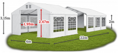 Párty stan 5x22x2m střecha PVC 560g/m2 boky PVC 500g/m2 konstrukce LÉTO