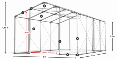 Párty stan 5x8x3,5m strecha PVC 560g/m2 boky PVC 500g/m2 konštrukcia ZIMA PLUS