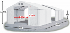 Skladový stan 6x18x2m strecha PVC 620g/m2 boky PVC 620g/m2 konštrukcia POLÁRNA