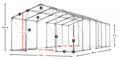 Skladový stan celoroční 5x16x3m nehořlavá plachta PVC 600g/m2 konstrukce ZIMA PLUS