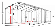 Skladový stan celoročný 5x32x2,5m nehorľavá plachta PVC 600g/m2 konštrukcia ZIMA PLUS