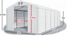 Skladový stan 5x10x4m střecha PVC 620g/m2 boky PVC 620g/m2 konstrukce ZIMA