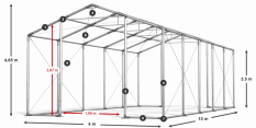 Skladový stan 4x10x3,5m strecha PVC 580g/m2 boky PVC 500g/m2 konštrukcie ZIMA PLUS