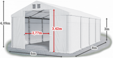 Garážový stan 6x8x3m střecha PVC 560g/m2 boky PVC 500g/m2 konstrukce ZIMA