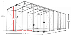Párty stan 8x16x3,5m strecha PVC 560g/m2 boky PVC 500g/m2 konštrukcia ZIMA PLUS