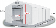 Garážový stan 6x10x2,5m střecha PVC 560g/m2 boky PVC 500g/m2 konstrukce ZIMA
