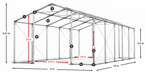 Skladový stan celoroční 5x10x2,5m nehořlavá plachta PVC 600g/m2 konstrukce ZIMA PLUS