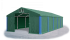 Garážový stan 4x6x2m střecha PVC 560g/m2 boky PVC 500g/m2 konstrukce ZIMA - Barva střešní plachty: Zelená, Barva boční plachty: Zelená, Barva svislých pruhů: Modrá