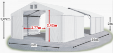 Skladový stan 6x26x2m strecha PVC 620g/m2 boky PVC 620g/m2 konštrukcia POLÁRNA