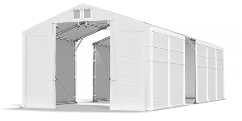 Skladový stan 4x20x4m strecha PVC 620g/m2 boky PVC 620g/m2 konštrukcia POLÁRNA PLUS