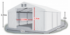 Skladový stan 5x6x2m střecha PVC 560g/m2 boky PVC 500g/m2 HALYSTANY.SK