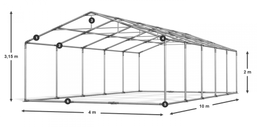 Párty stan 4x10x2m střecha PVC 560g/m2 boky PVC 500g/m2 konstrukce LÉTO PLUS - Barva střešní plachty: Bílá, Barva boční plachty: Šedá, Barva svislých pruhů: Zelená Párty stan 4x10x2m střecha PVC 560g/m2 boky PVC 500g/m2 konstrukce LÉTO PLUS - Barva střešní plachty: Bílá, Barva boční plachty: Šedá, Barva svislých pruhů: Zelená